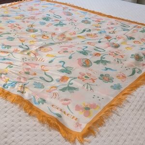 Coach Floral Silk Throw - Orange and Pink